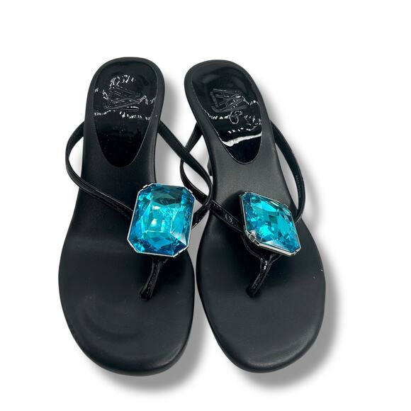 AAJ by Aminah Black Heels Size 5 Janet Gem Mule Dress Sandals High Heels EUC - Picture 3 of 10